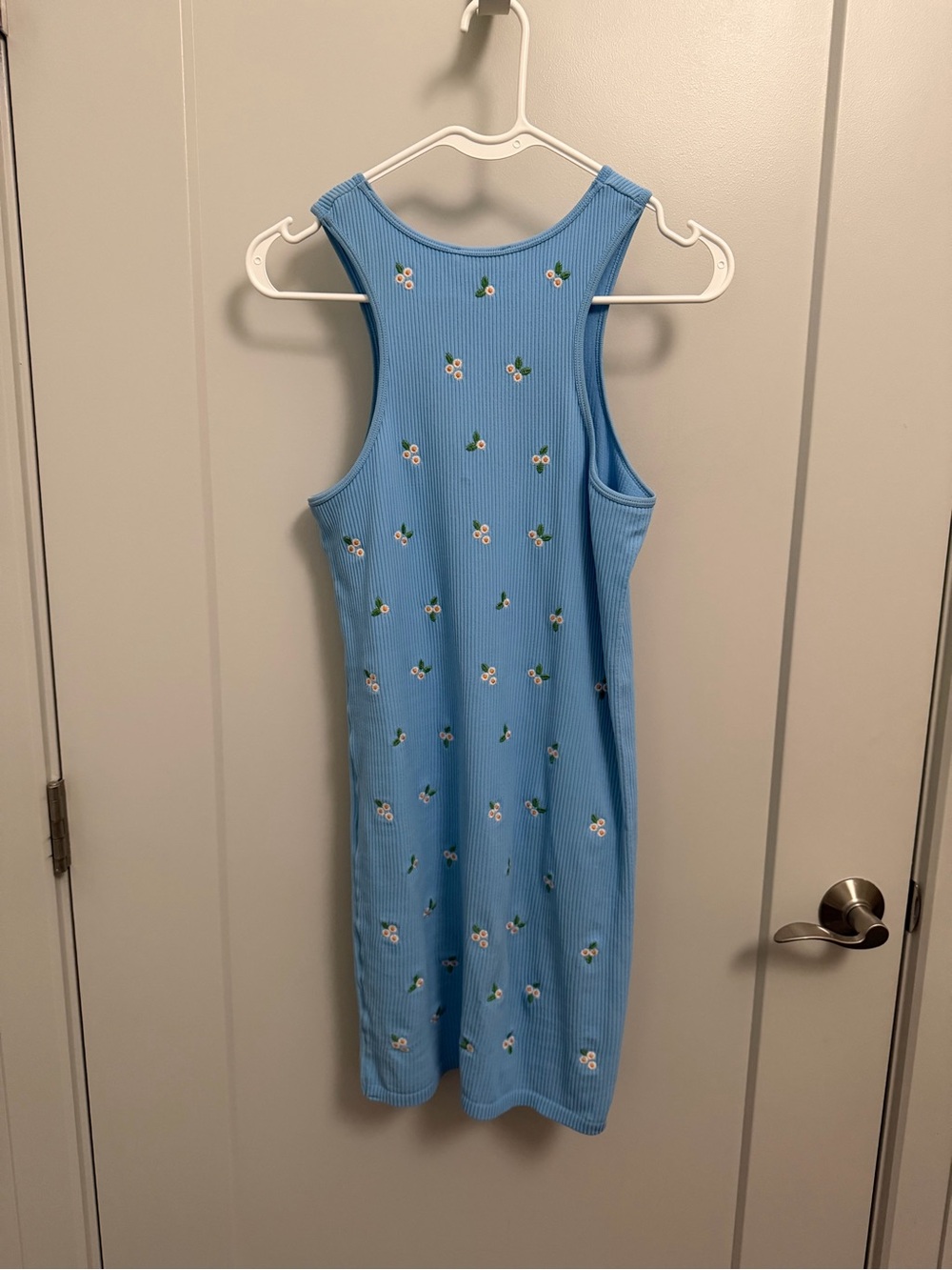Zara Limitless Contour Embroidered Floral Ribbed Racerback Dress - Picture 2 of 7